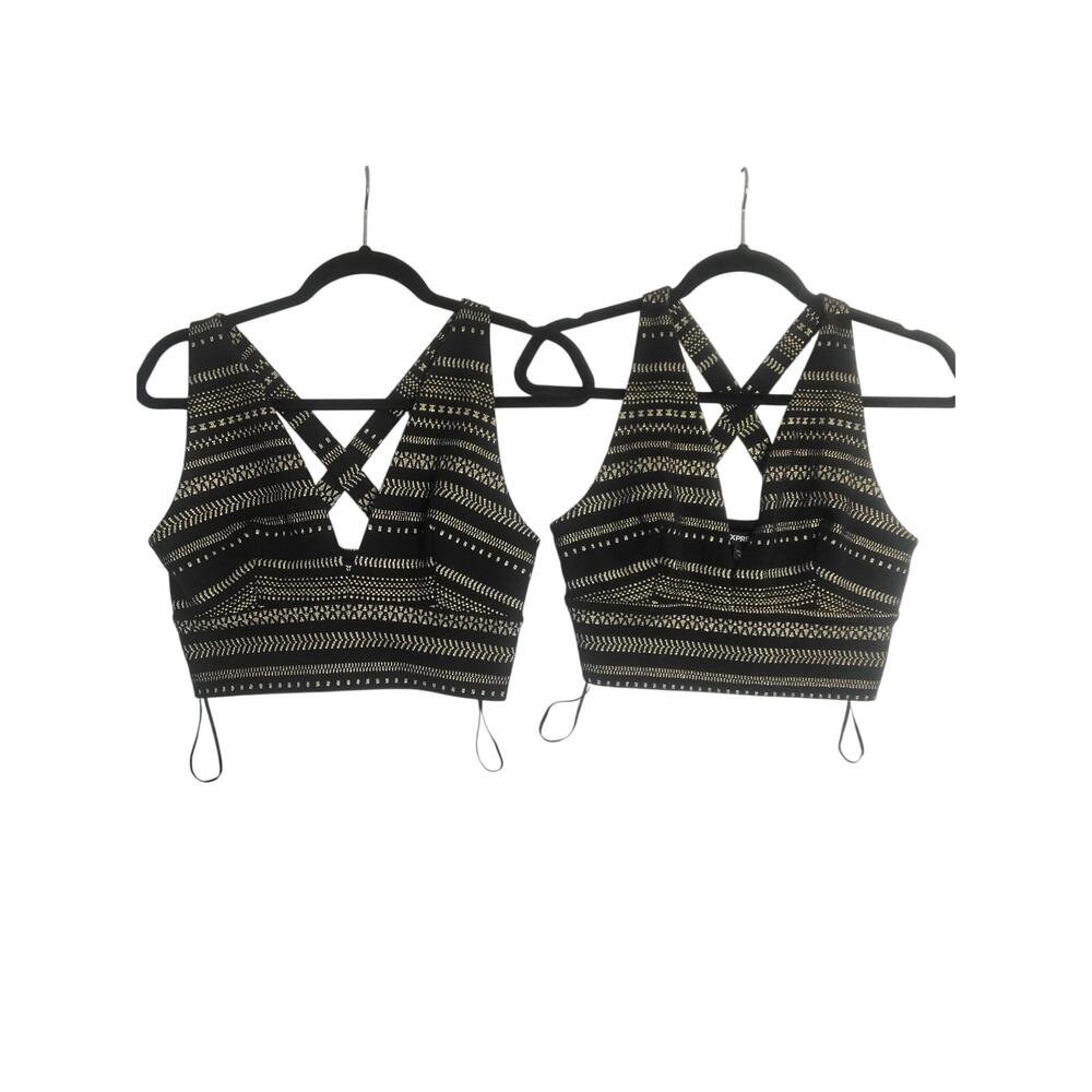 2 Pack Bestie Matchers Halter Tops Sz S Black Gold Perfect for Duo Performance